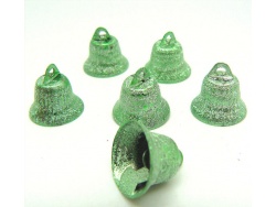 15mm Green Glitter Vintage Style Liberty Bells x 2