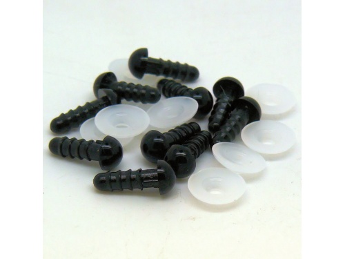 Black Plastic Eyes with plastic locking washers