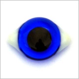 Mid Blue Transparent Glass White Corner Eyes