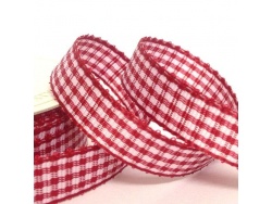 Gingham 10mm Ribbon Pastel Burgundy