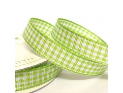 Gingham 10mm Ribbon Pastel Lime