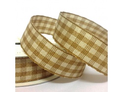 15mm Cottage Check Ribbon Antique Gold