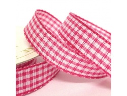 16mm Gingham Check Ribbon Fuchia Pink