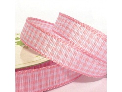 Gingham 10mm Ribbon Pastel Pink