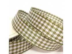 Gingham 10mm Ribbon Moss