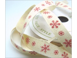 Christmas Snowflakes Cream 10mm  Ribbon