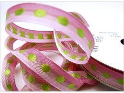 Duo Dotted 9mm Pink and Green Ribbon Roll