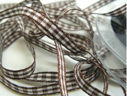 Rustic Gingham 5mm Ribbon Brown