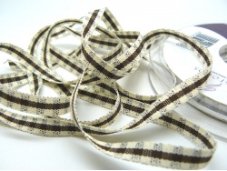 Rustic Gingham 7mm Ribbon Brown