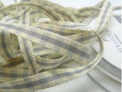 Rustic Gingham 7mm Ribbon Grey