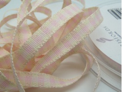 Rustic Gingham 7mm Ribbon Pink