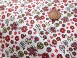 Cotton Multi Red & Green Modern Flower 57