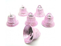 15mm Pink Glitter Vintage Style Liberty Bells x 2