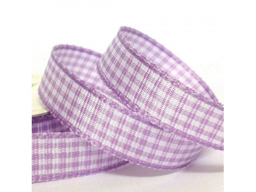 Gingham 10mm Ribbon Pastel Lilac