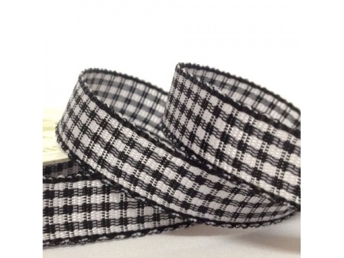 Gingham 10mm Ribbon Pastel Black