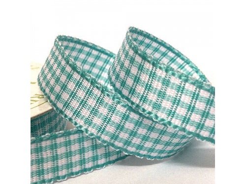 Gingham 10mm Ribbon Aqua