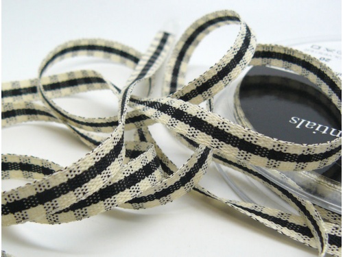 Rustic Gingham 7mm Ribbon Black