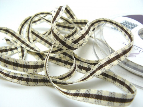 Rustic Gingham 7mm Ribbon Brown