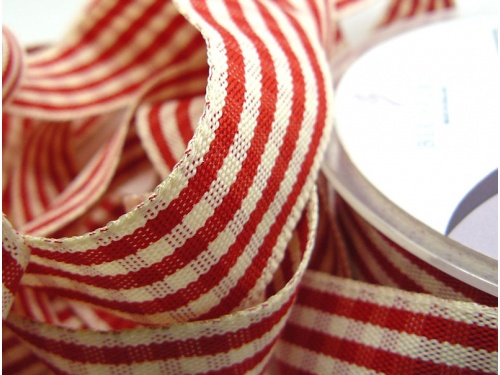 Rustic Gingham 25mm Ribbon Red
