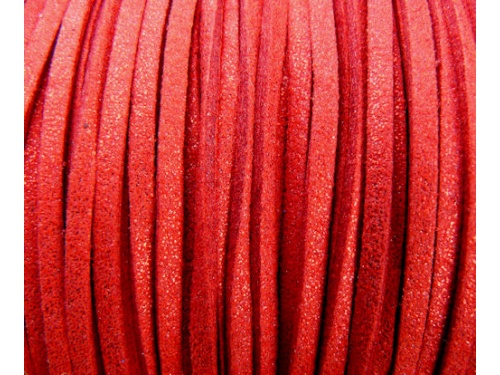 Suede Cord Red Sparkle 3mm 5m